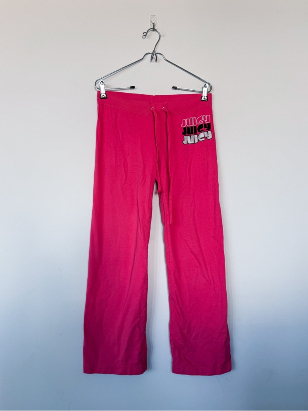 Vintage Y2K Juicy Couture Juicy 3x Wide Leg Tie Waist Hot Pink Sweatpants
